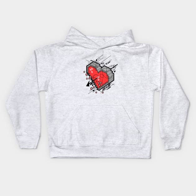 Digital Arrow Through the Heart Kids Hoodie by artlahdesigns